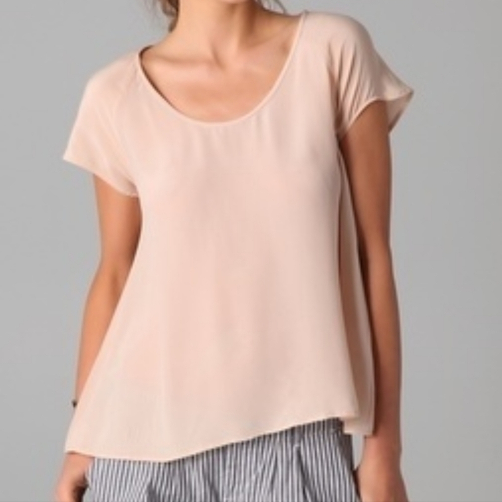 NWT Joie Bellona Silk Short-Sleeve Pink Top